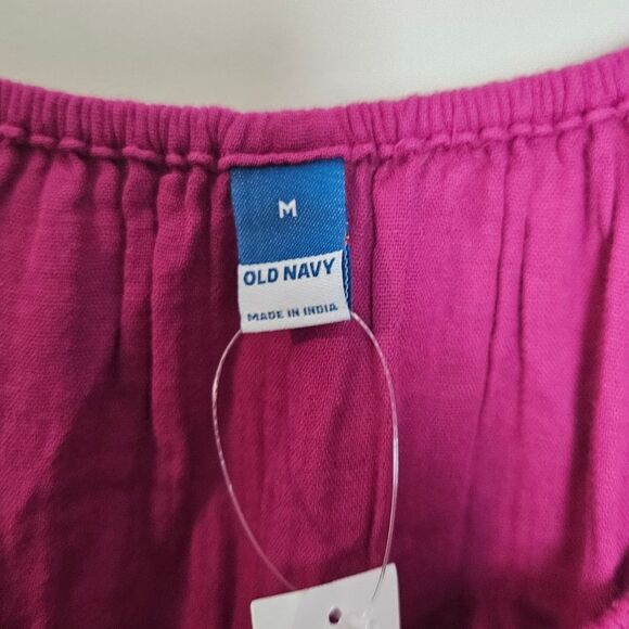 Old Navy Puff-Sleeve Tiered Mini Swing Dress Berry Pink NWT Medium - Picture 3 of 6